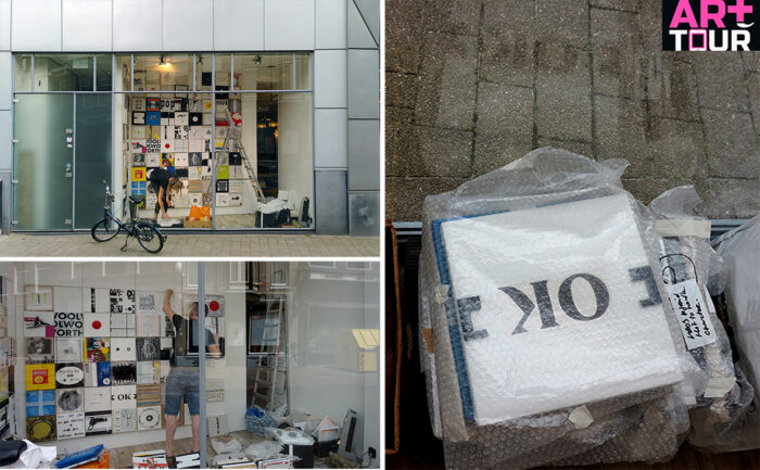 Compilatie van de inrichting van de installatie Remains Of Today bij kleding winkel van Buffelen - Luttekestraat, Zwolle- 2021