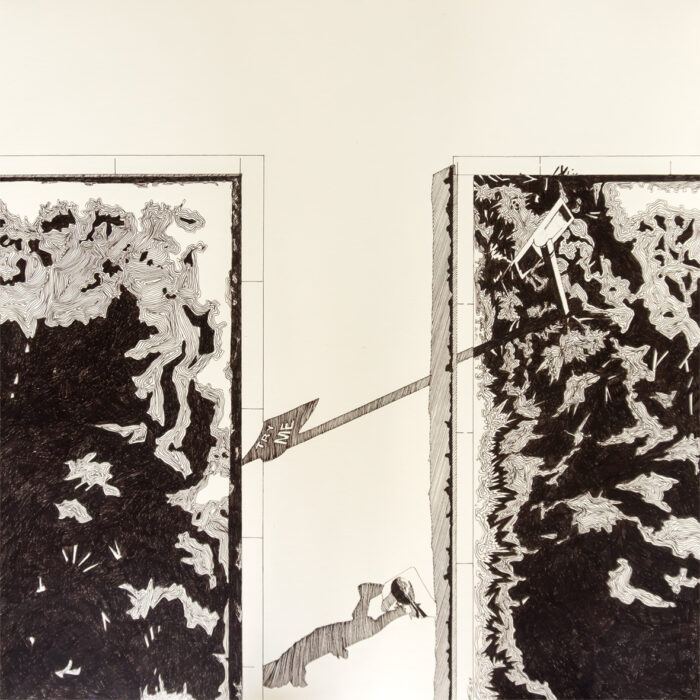 T (a junction)- pen and ink on paper -70 x 70 cm 2025