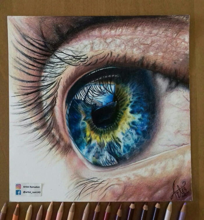 Detail of artwork by artist Ramadan from Gaza