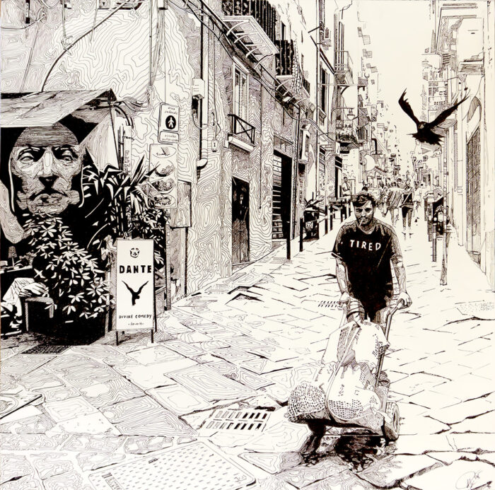 Divine Comedy - pen and ink - 70 x 70 cm- 2025