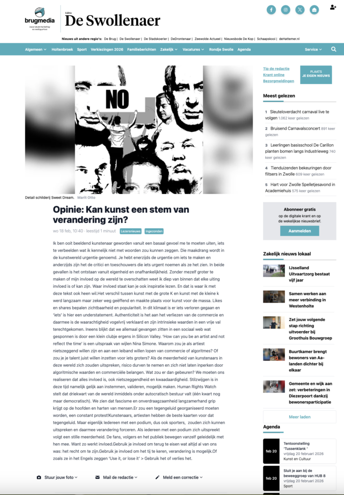 Kan Kunst een stem van verandering zijn? Swollenaer 02-2026