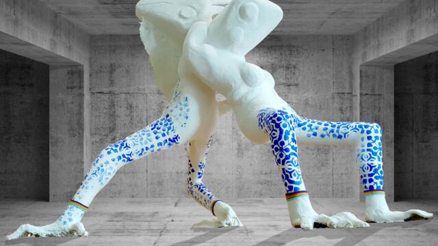 Sculptuur Blou Blauw gemaakt in samewerking met Harley Davelaar op uitnodiging van Margin Art & Media. Blou-Blauw-Marit-Otto-&-Harley-Davelaar